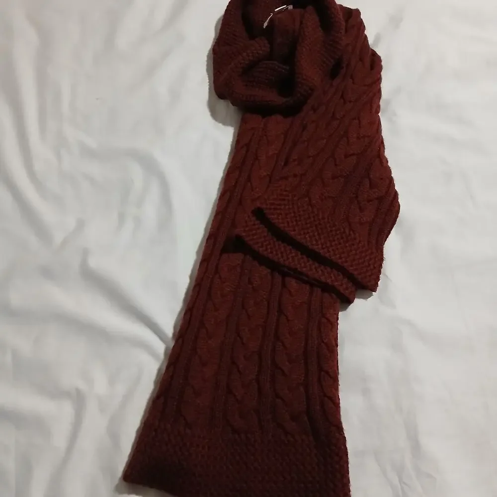 Coldwater Creek L (14/16) Maroon Cable Knit Cowl Neck Wool Blend Tunic Sweater